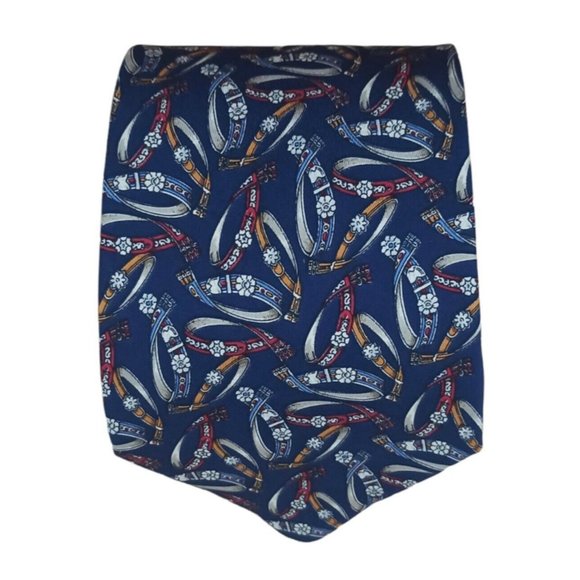 SALVATORE FERRAGAMO Blue Bracelet Silk Tie ITALY 59